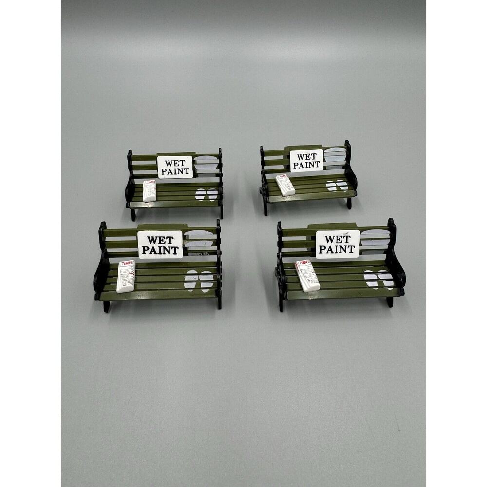 VTG Acme Park Bench Wet Paint Refrigerator Magnet Dollhouse Miniature 4 Set READ